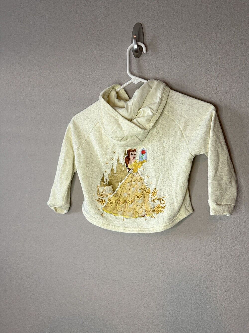Disney Parks Belle Beauty & The Beast Sparkly Hoodie Girls XS Yellow